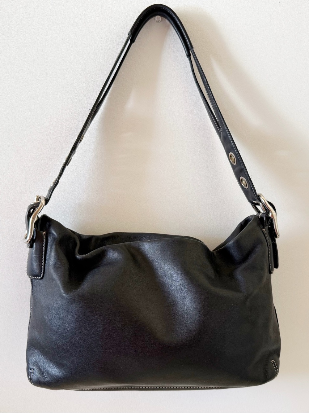 Coach Bag East West 1417 Shoulder Leather Vintage Y2K Chic Classic Black Small